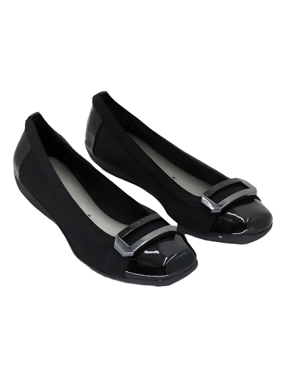 Anne Klein Uplift Black Patent Toe Buckle Flats Size 5M